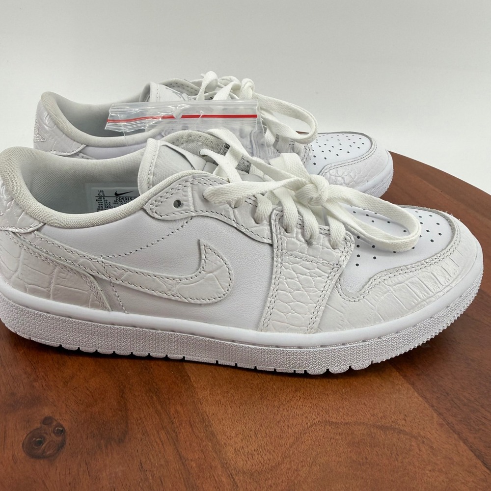 Nike Air Jordan 1 Low G Golf Shoes Mens White Crocodile Texture DD9315-110 6.5M
